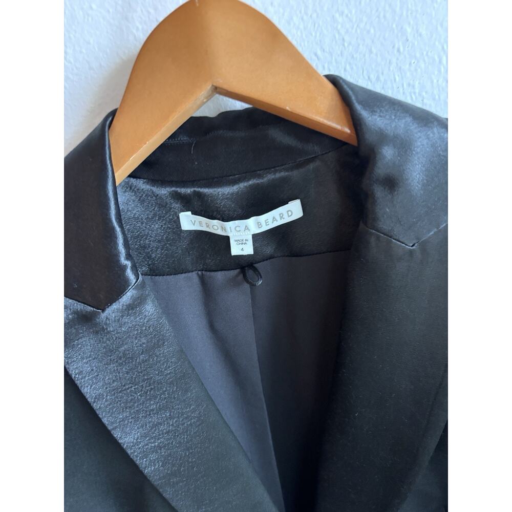 Veronica Beard Athens Black Shiny Satin Dickey Blazer Jacket Sz 4 - Picture 4 of 8